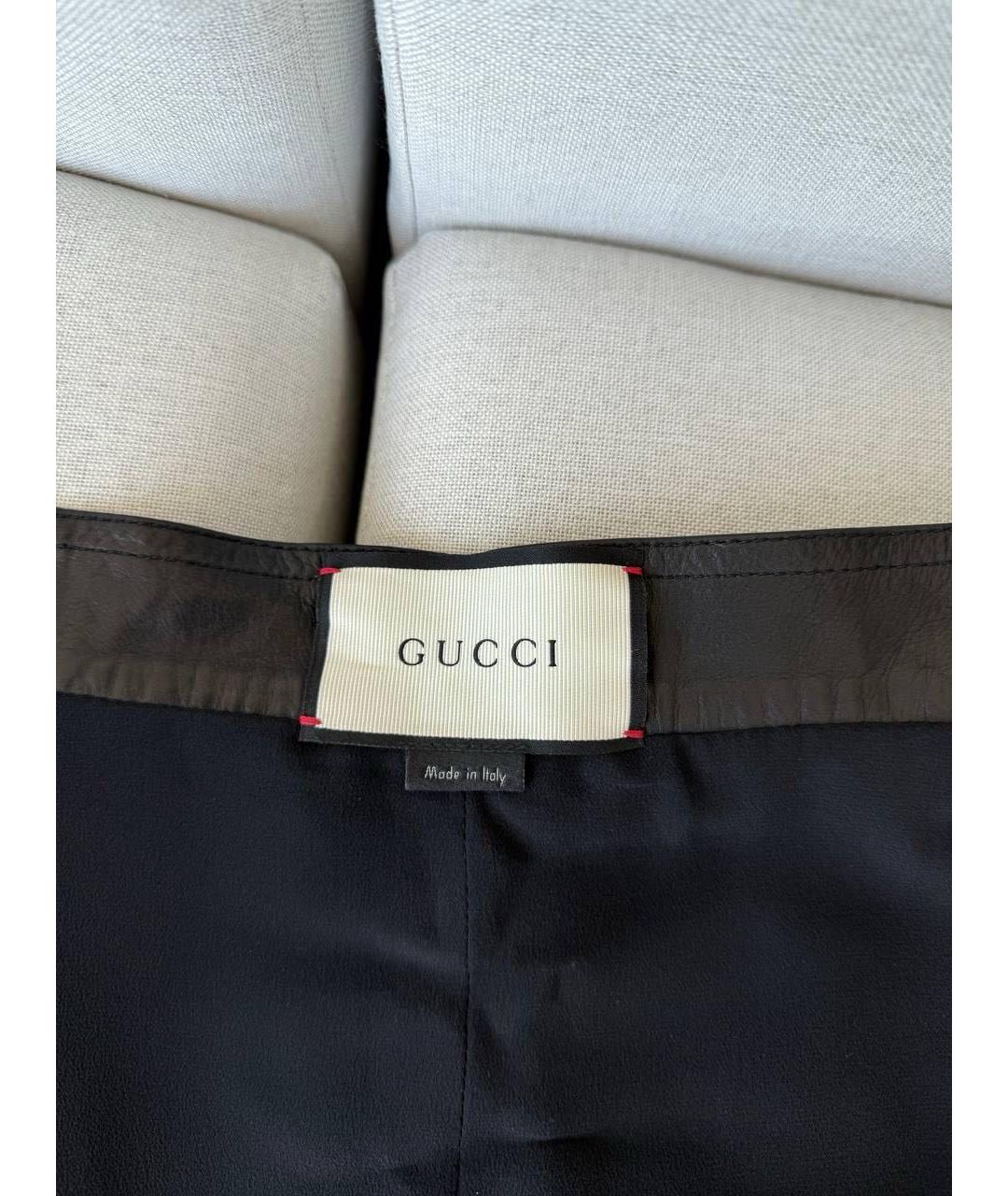 GUCCI Черная кожаная юбка мини, фото 7