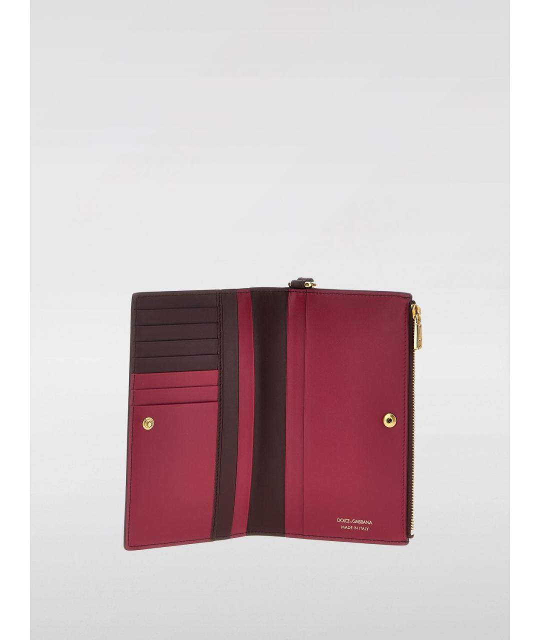 DOLCE&GABBANA Бордовый кожаный кошелек, фото 2