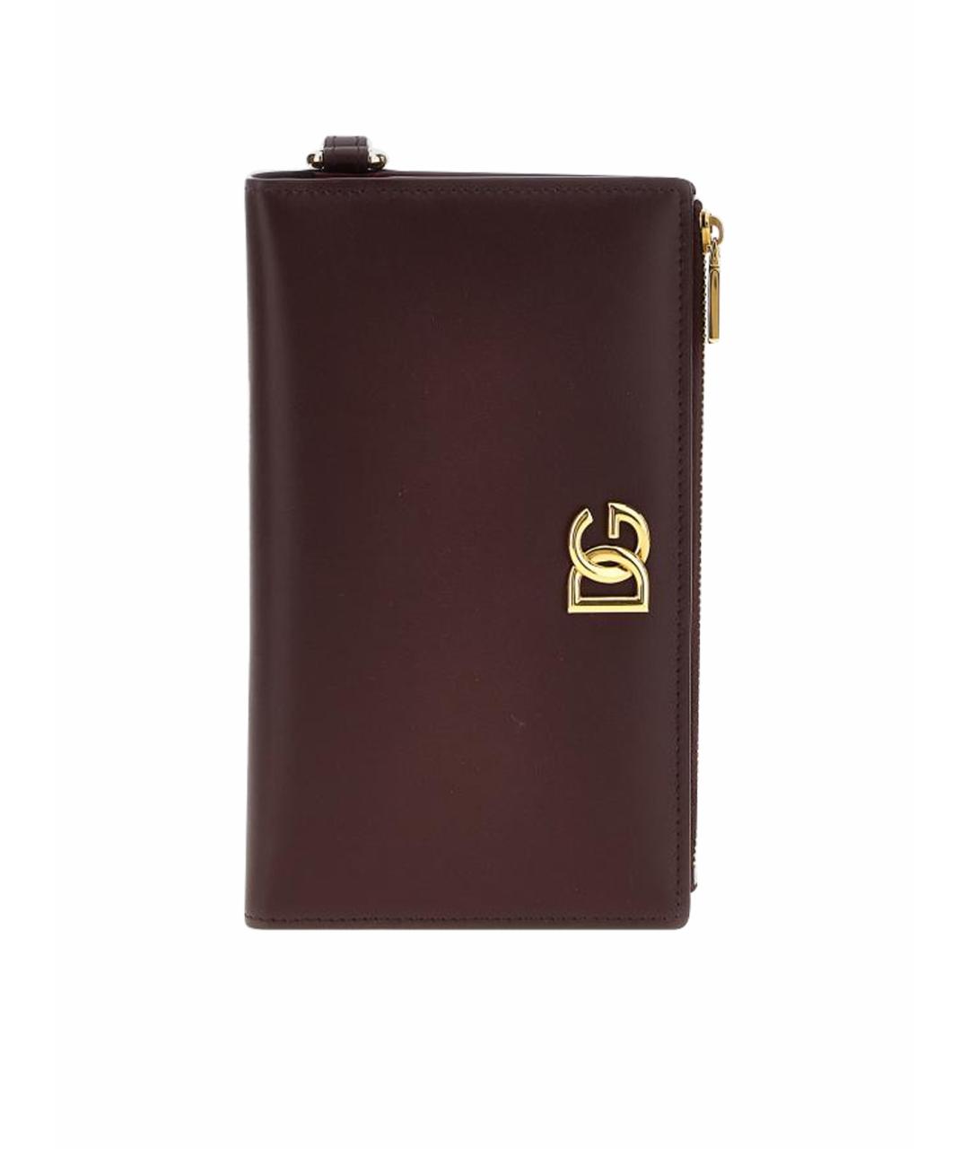 DOLCE&GABBANA Бордовый кожаный кошелек, фото 1