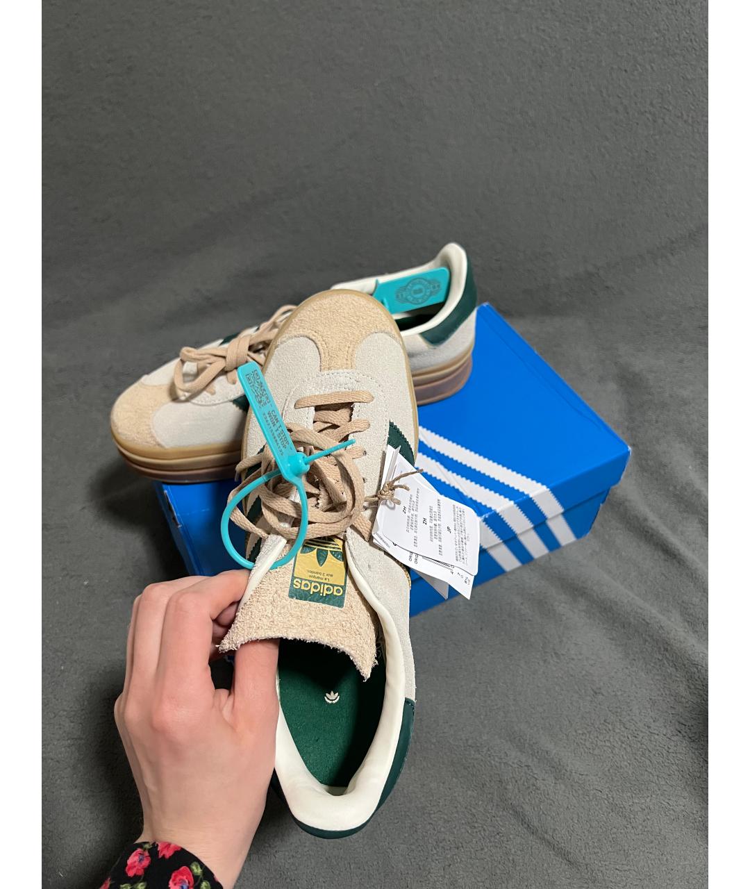 ADIDAS Бежевые кожаные кеды, фото 3