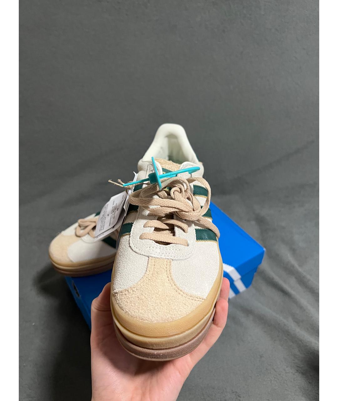ADIDAS Бежевые кожаные кеды, фото 2