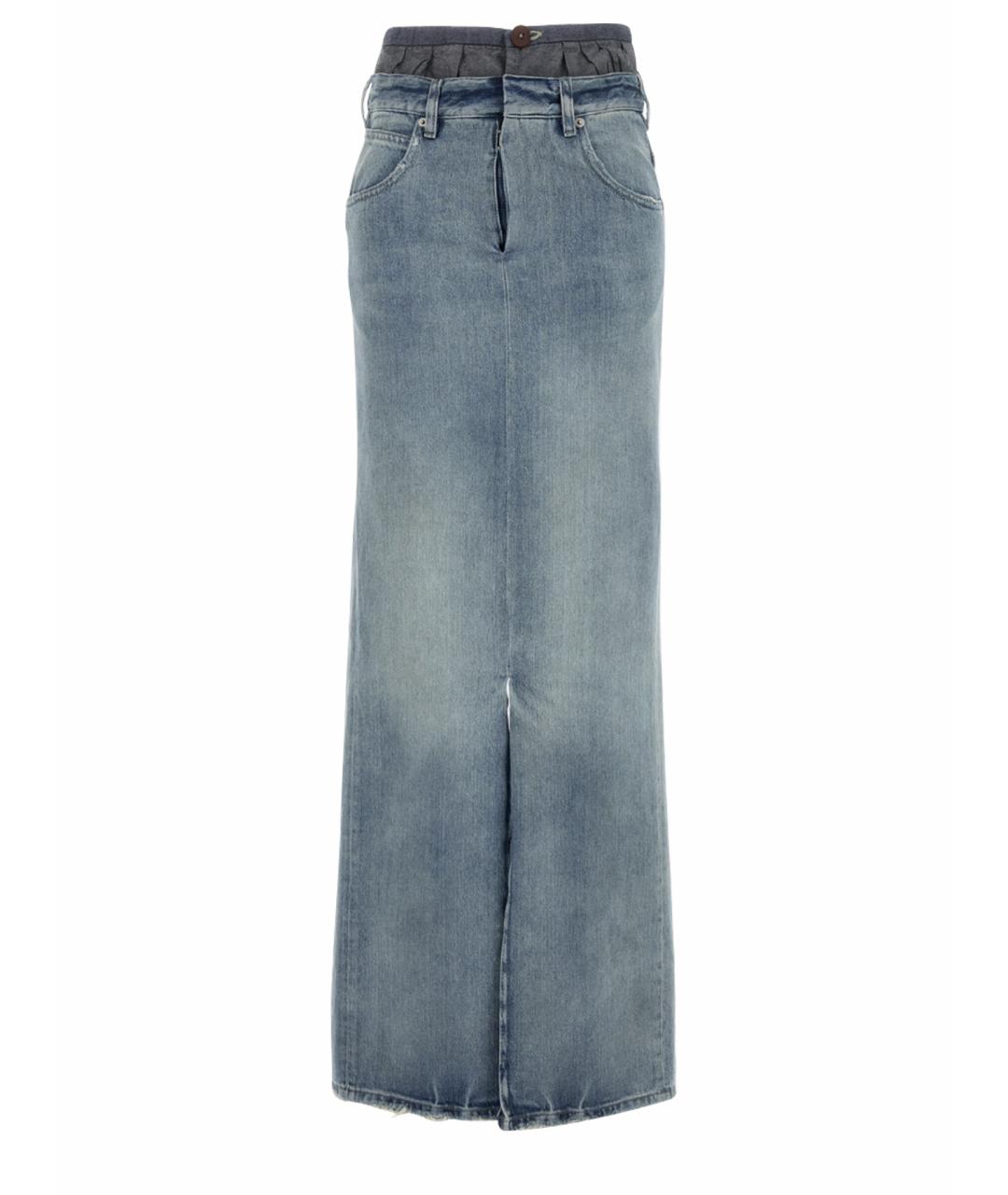 MAISON MARGIELA Синяя хлопковая юбка миди, фото 1