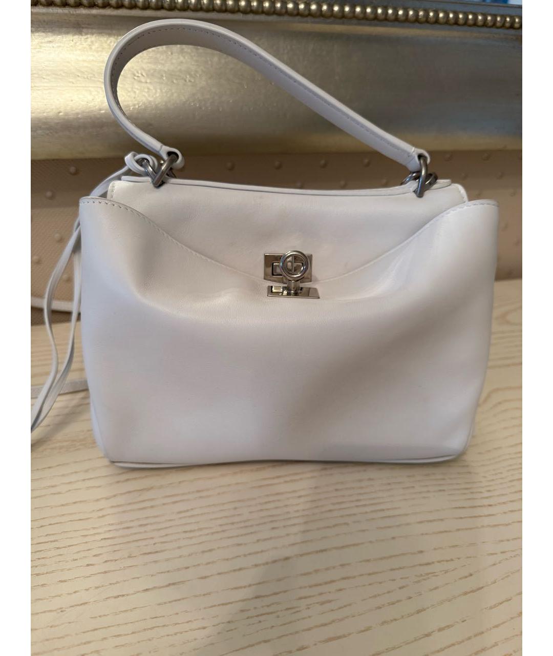 BALENCIAGA Белая кожаная сумка с короткими ручками, фото 8