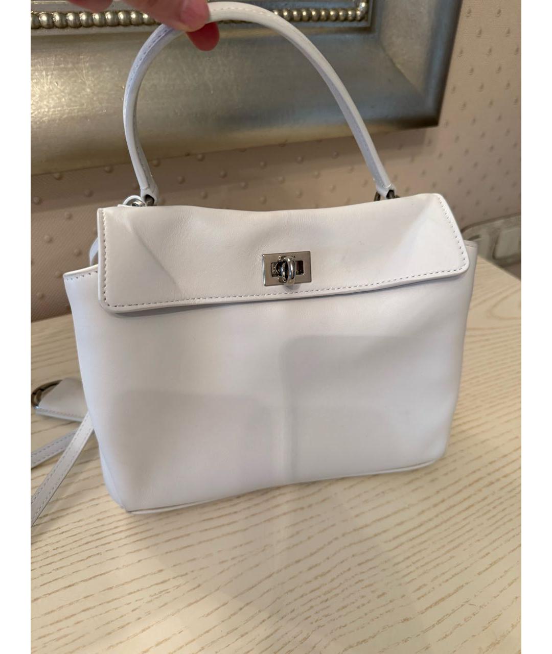 BALENCIAGA Белая кожаная сумка с короткими ручками, фото 9