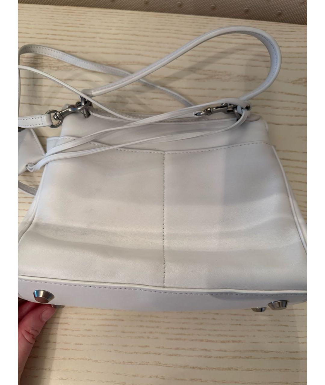 BALENCIAGA Белая кожаная сумка с короткими ручками, фото 6