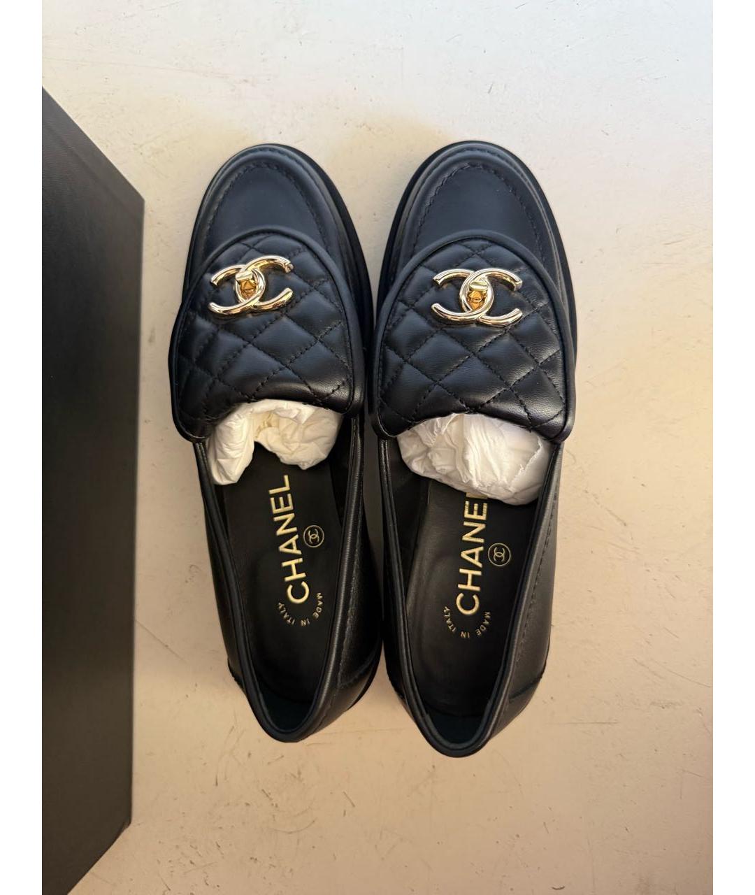 CHANEL Черные кожаные лоферы, фото 3