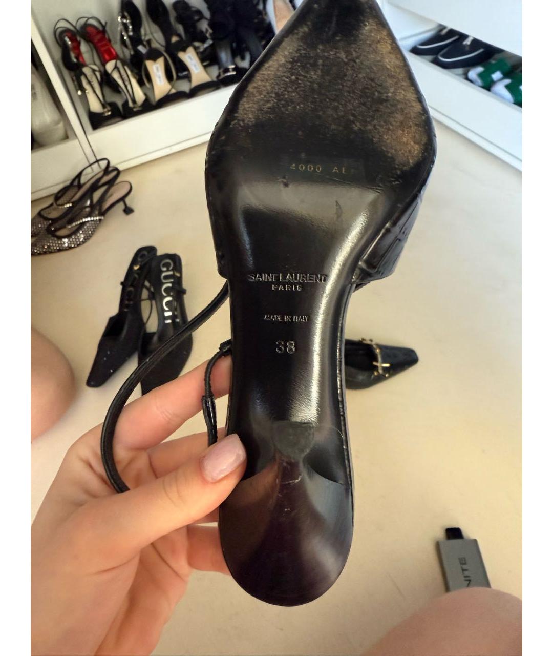 SAINT LAURENT Черные туфли из лакированной кожи, фото 5