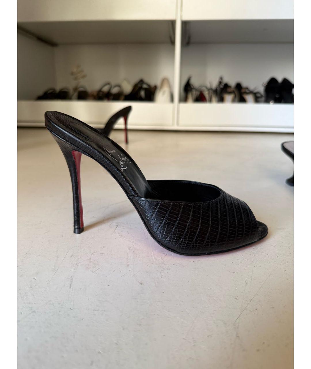 CHRISTIAN LOUBOUTIN Черные кожаные мюли, фото 5