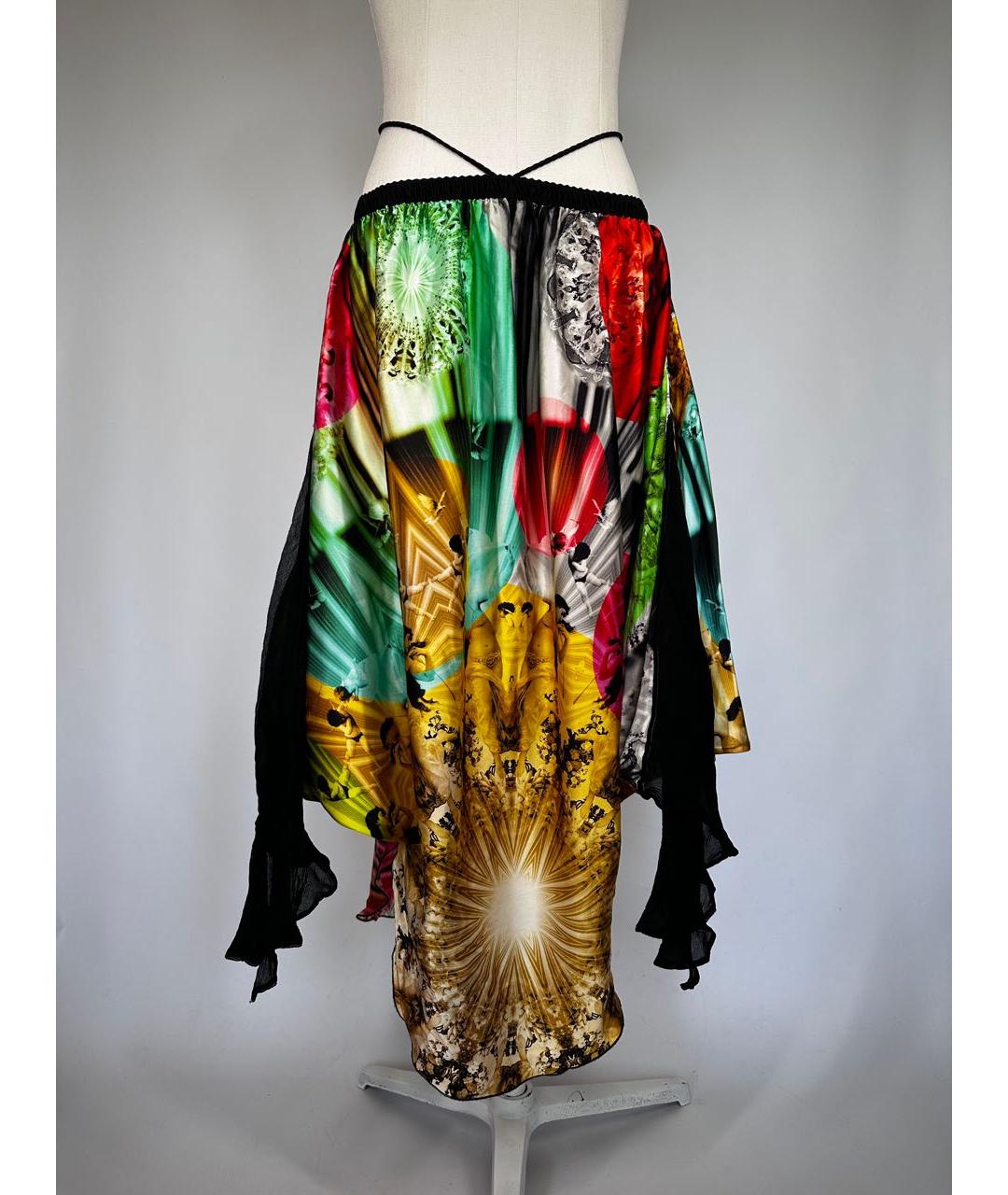 JEAN PAUL GAULTIER Мульти шелковая юбка макси, фото 9