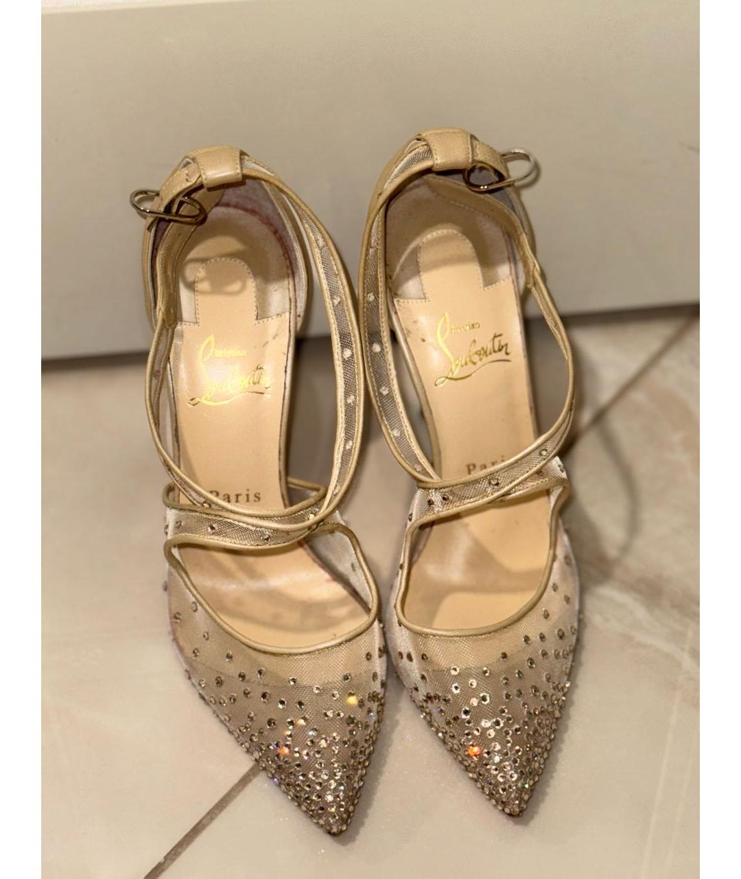CHRISTIAN LOUBOUTIN Бежевые кожаные туфли, фото 3