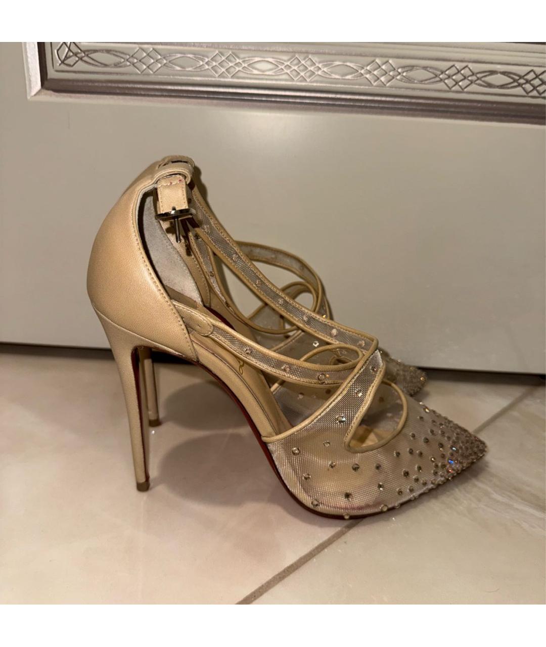CHRISTIAN LOUBOUTIN Бежевые кожаные туфли, фото 2