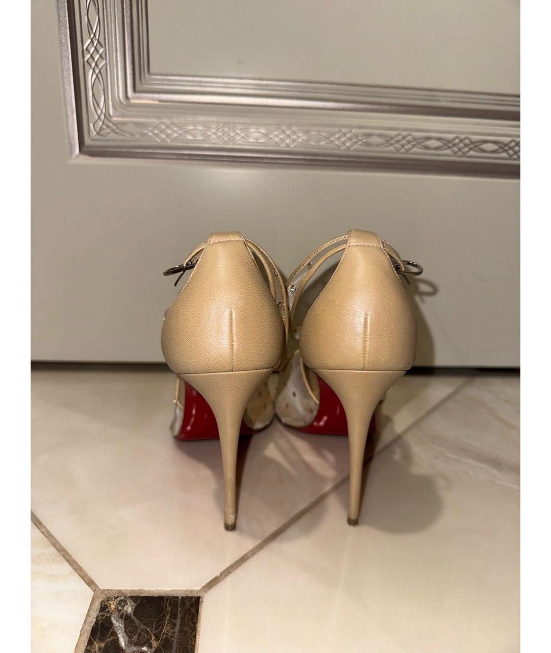 CHRISTIAN LOUBOUTIN Бежевые кожаные туфли, фото 4