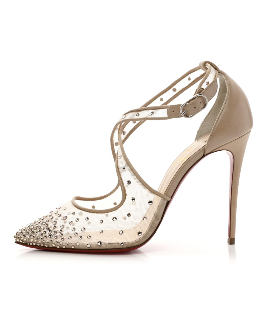 CHRISTIAN LOUBOUTIN Бежевые кожаные туфли, фото 6