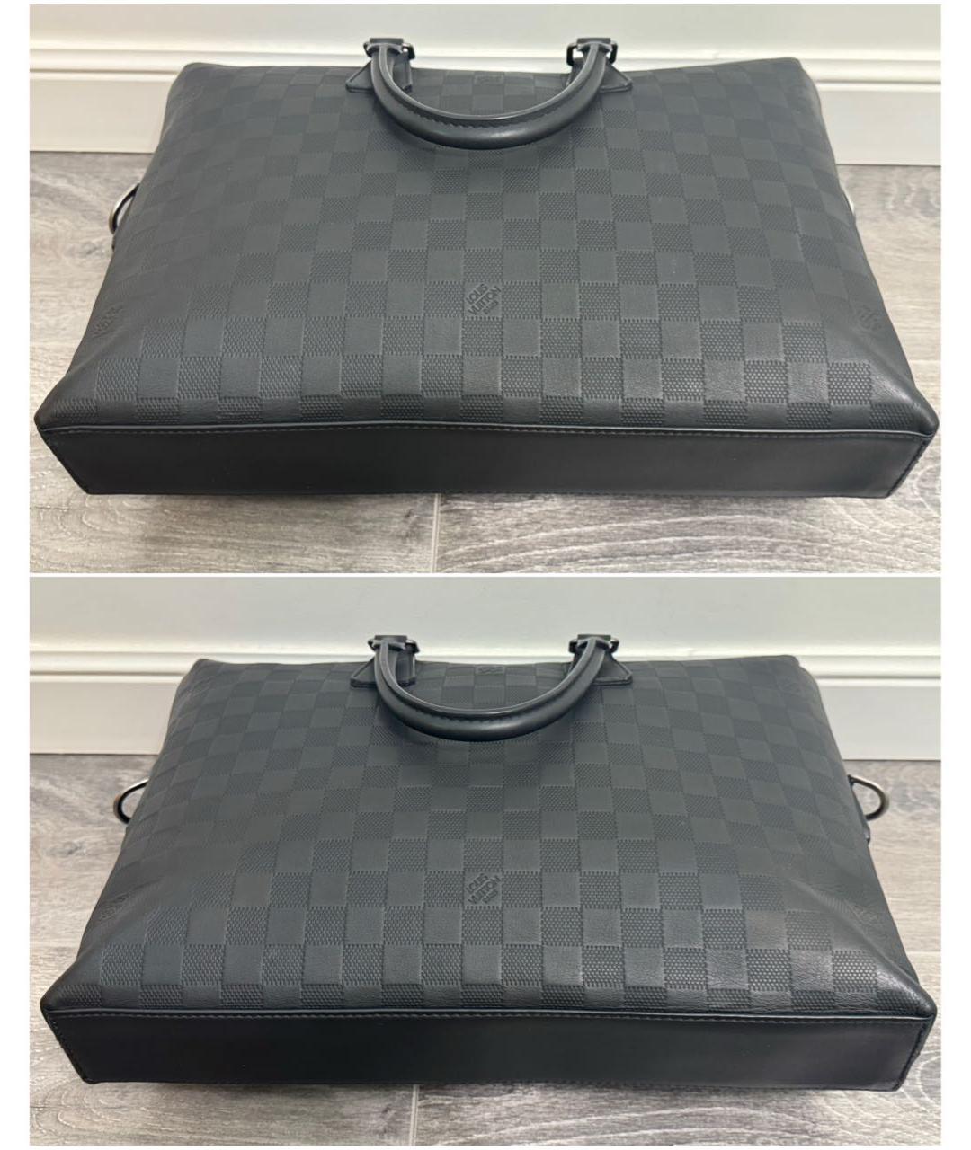 LOUIS VUITTON Черный кожаный портфель, фото 3
