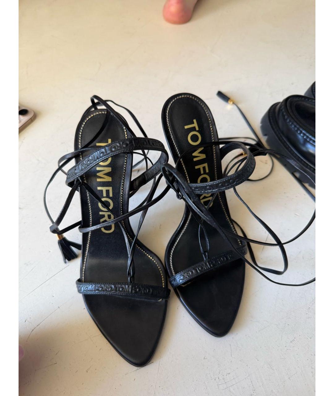 TOM FORD Черные кожаные босоножки, фото 2