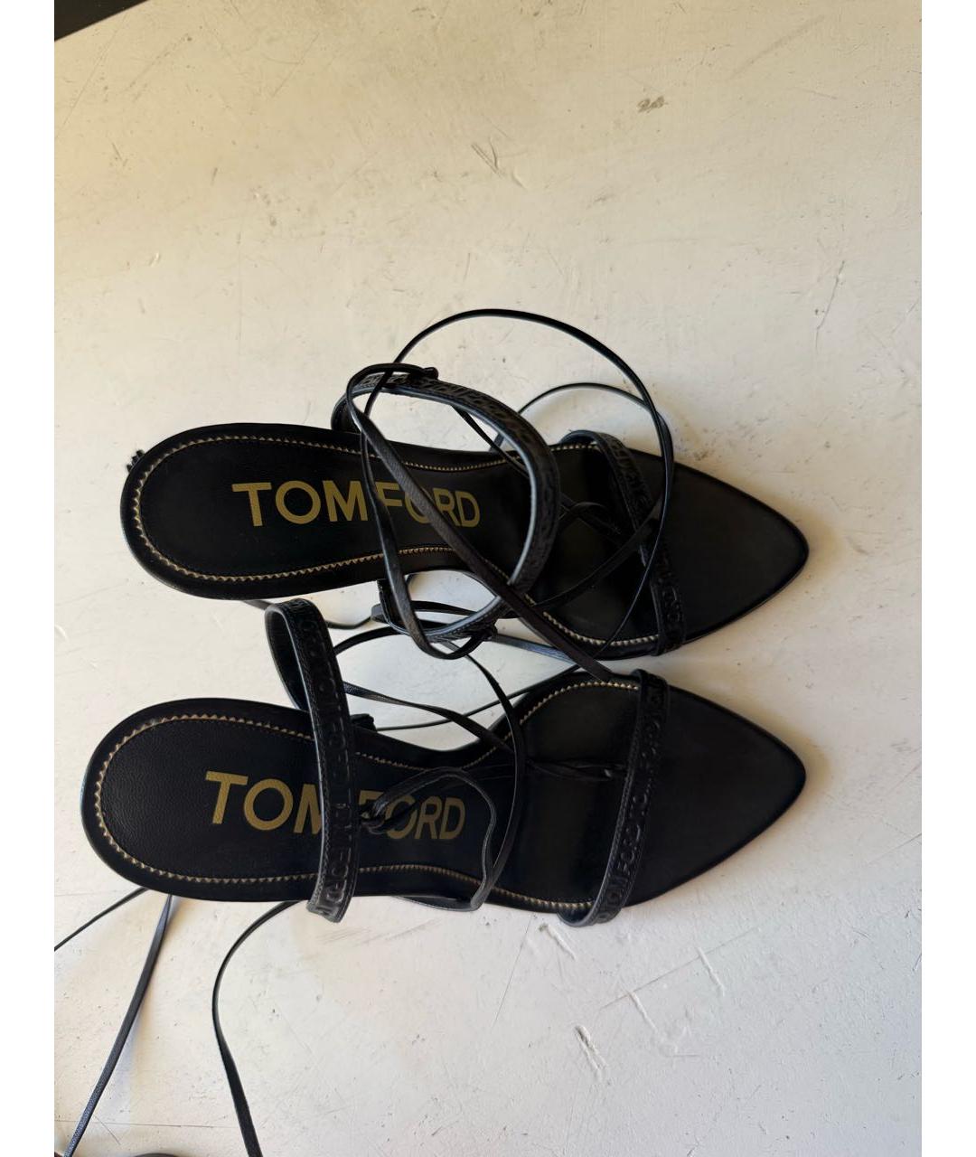 TOM FORD Черные кожаные босоножки, фото 3