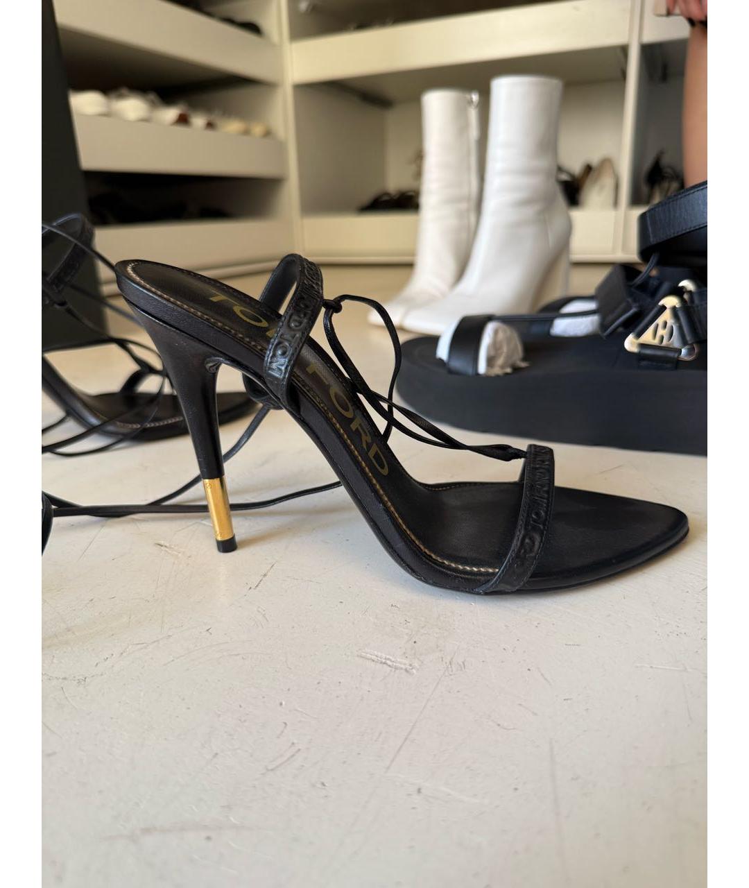 TOM FORD Черные кожаные босоножки, фото 6