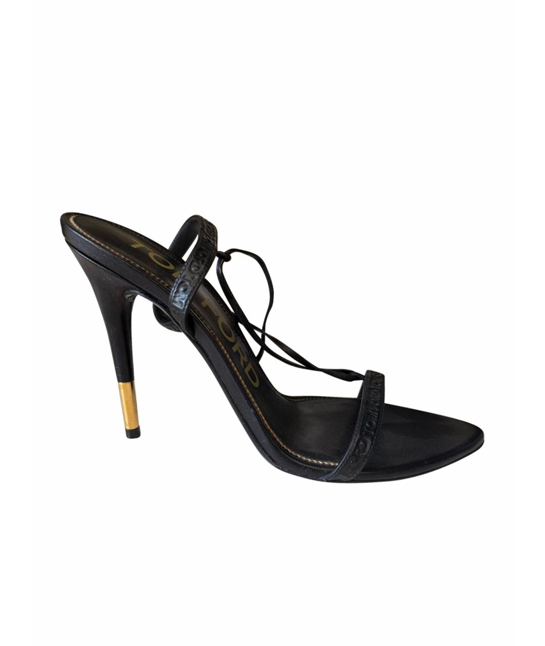 TOM FORD Черные кожаные босоножки, фото 1
