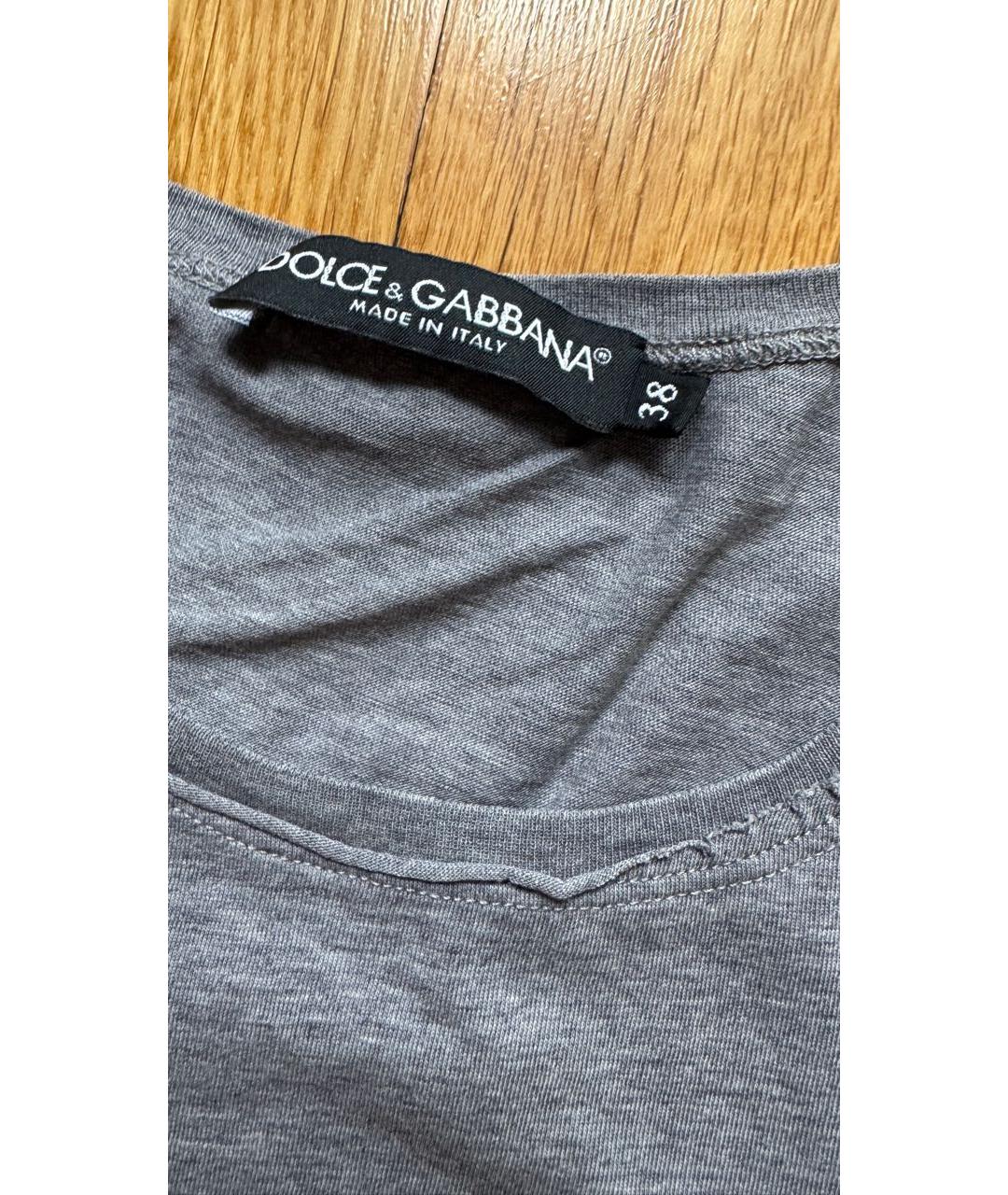 DOLCE&GABBANA Серая хлопковая футболка, фото 3