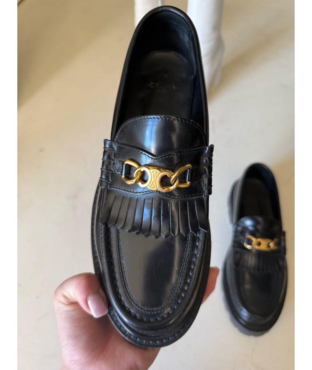 CELINE Черные кожаные лоферы, фото 3