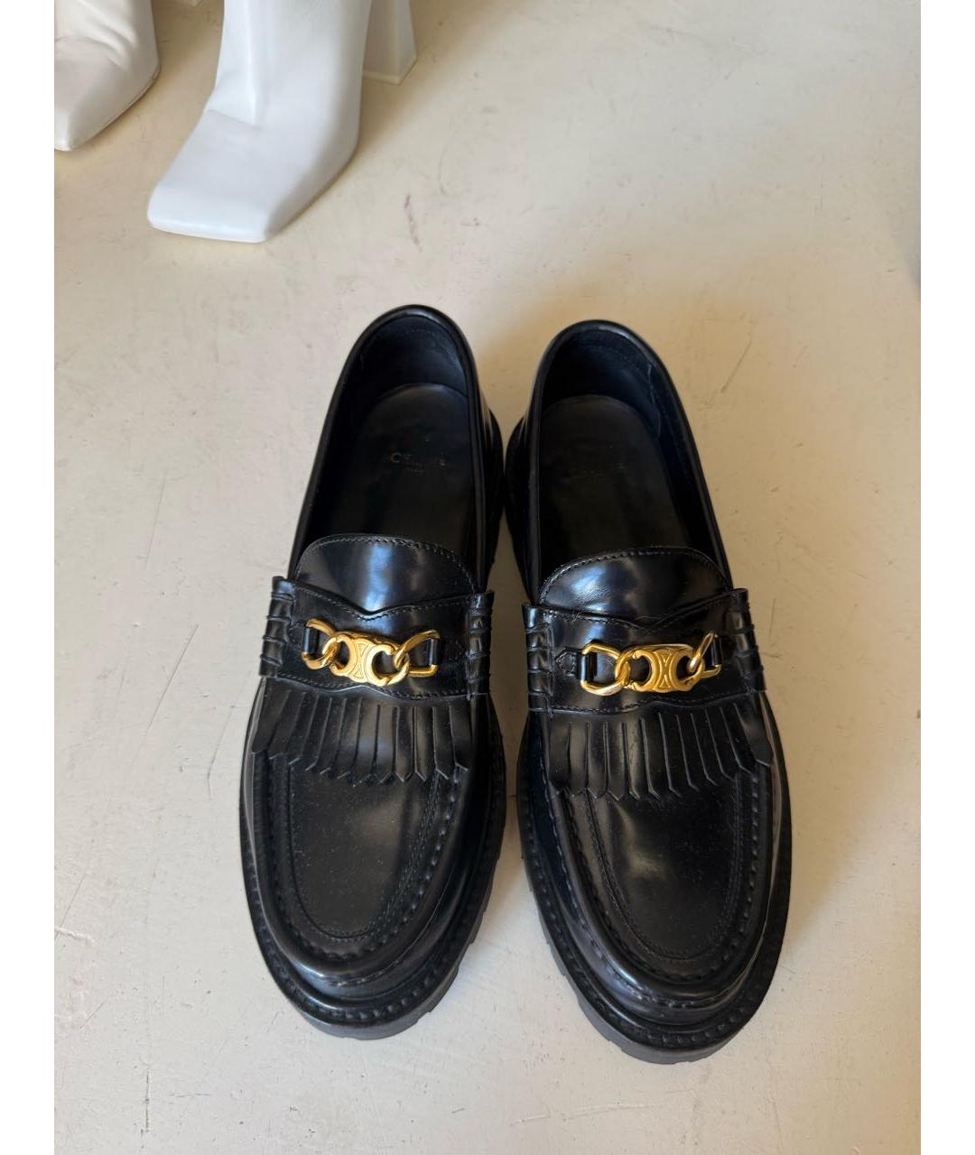 CELINE Черные кожаные лоферы, фото 2