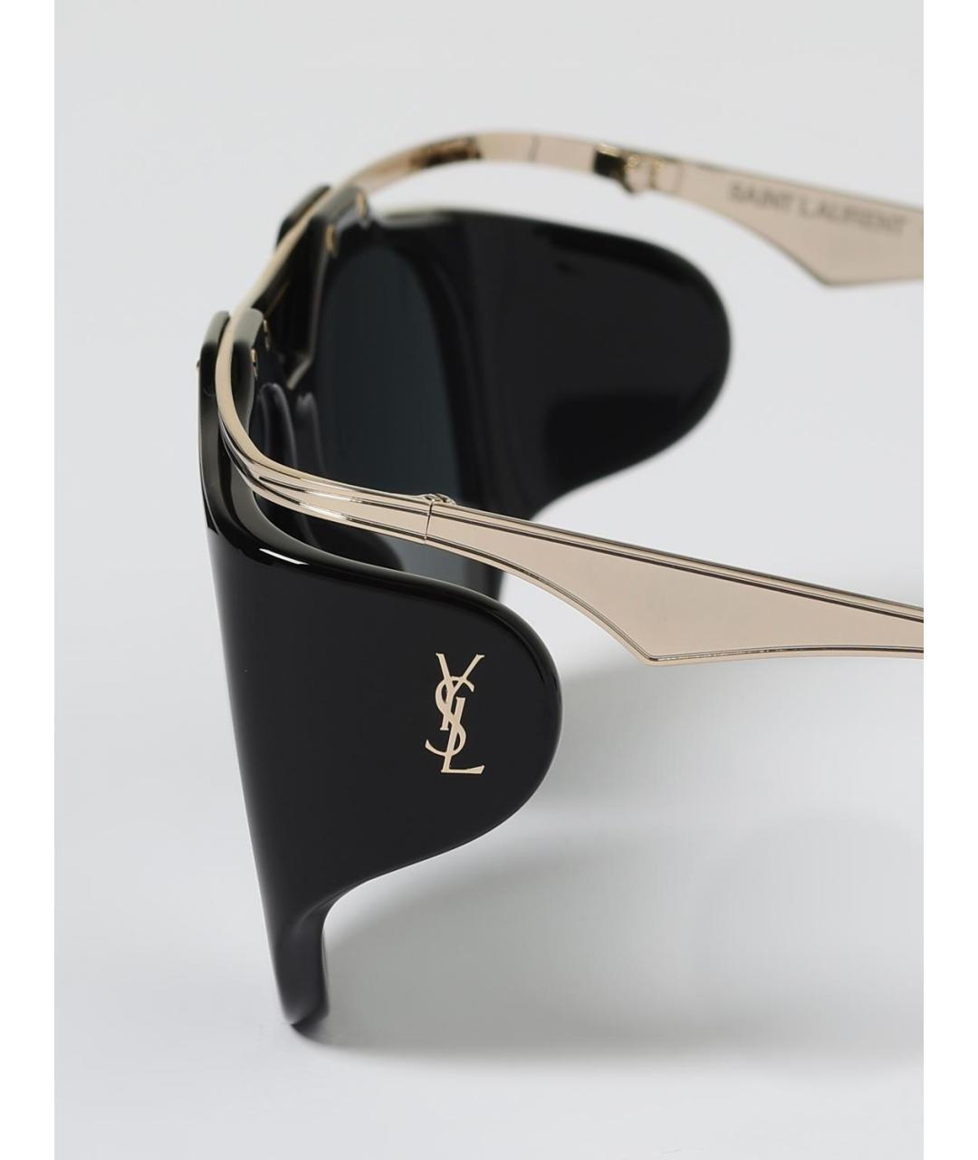 SAINT LAURENT Черные металлические солнцезащитные очки, фото 5