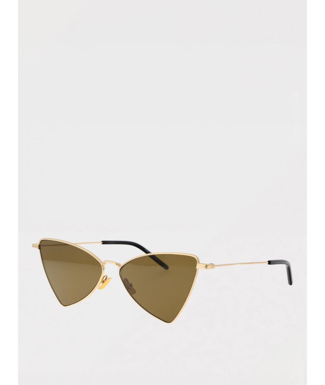 SAINT LAURENT Золотые металлические солнцезащитные очки, фото 5