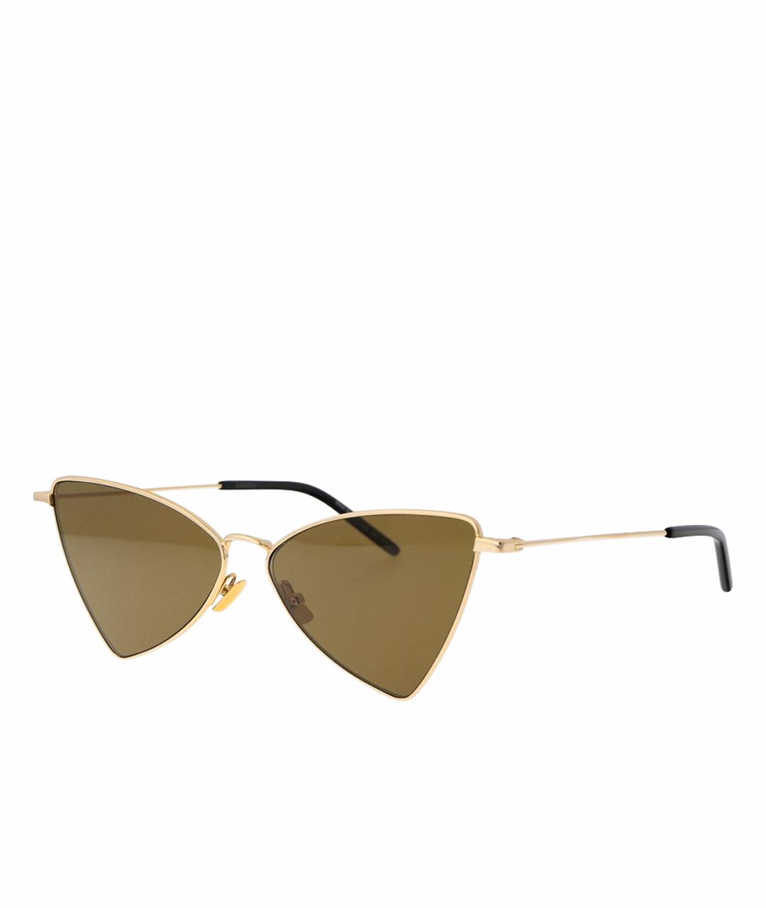SAINT LAURENT Золотые металлические солнцезащитные очки, фото 1