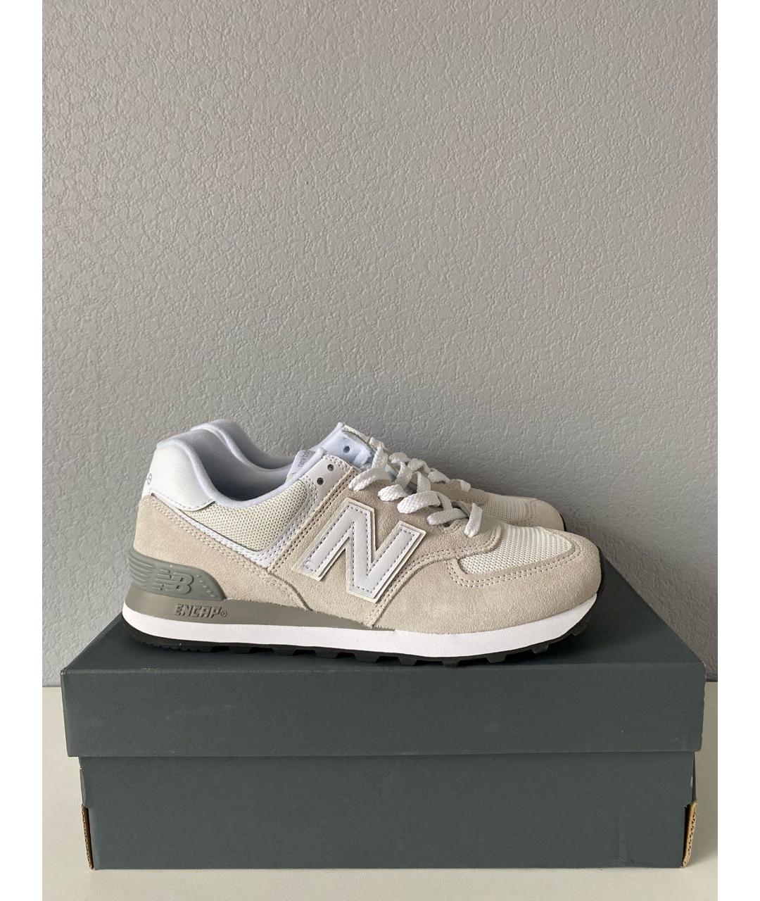 NEW BALANCE Бежевые замшевые низкие кроссовки / кеды, фото 4