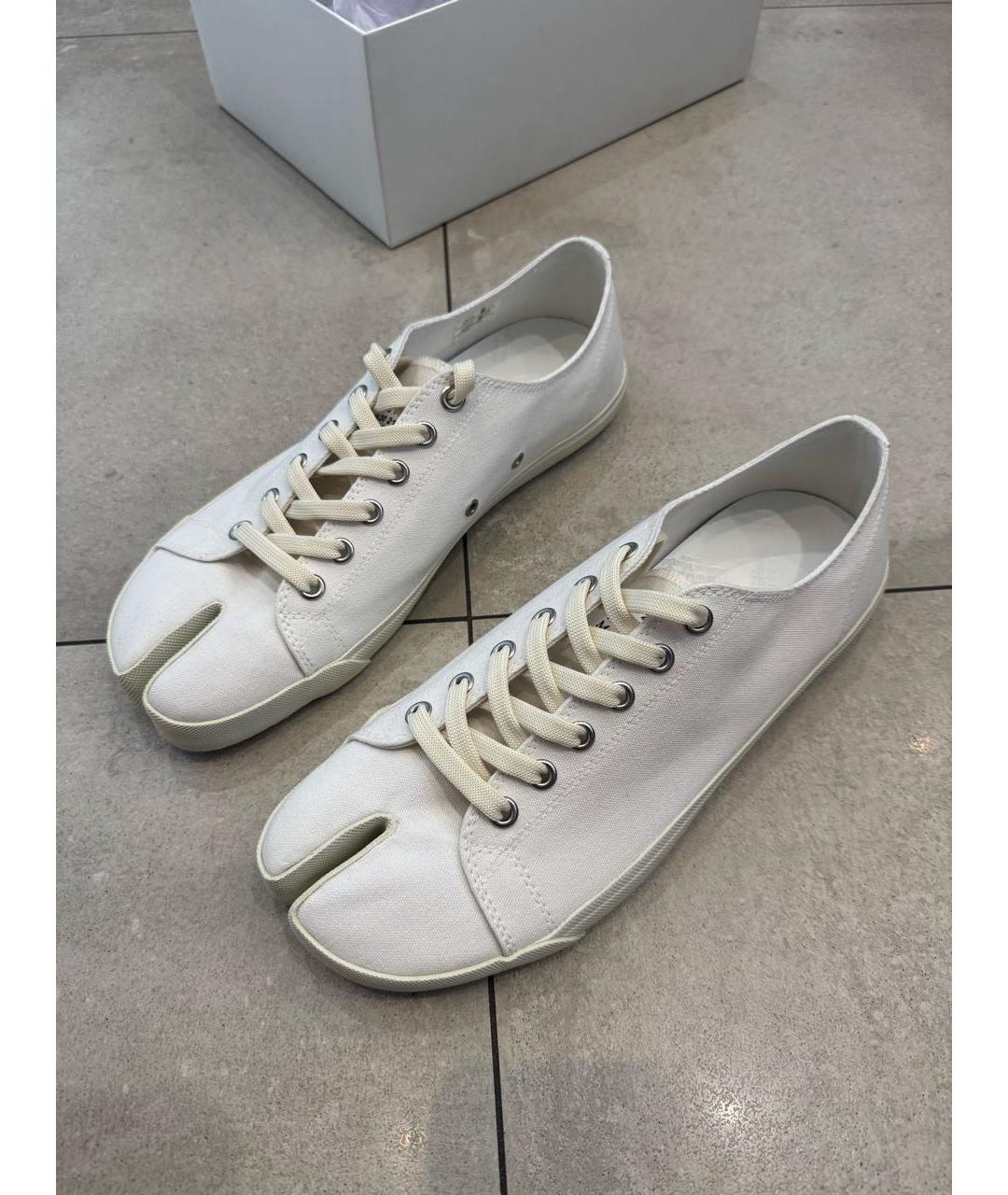 MAISON MARGIELA Белые текстильные низкие кроссовки / кеды, фото 2