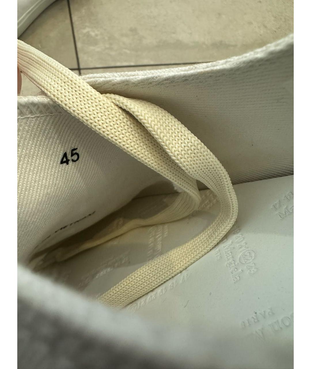 MAISON MARGIELA Белые текстильные низкие кроссовки / кеды, фото 8