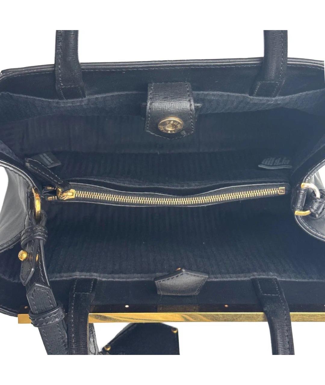 FENDI Черная кожаная сумка с короткими ручками, фото 6