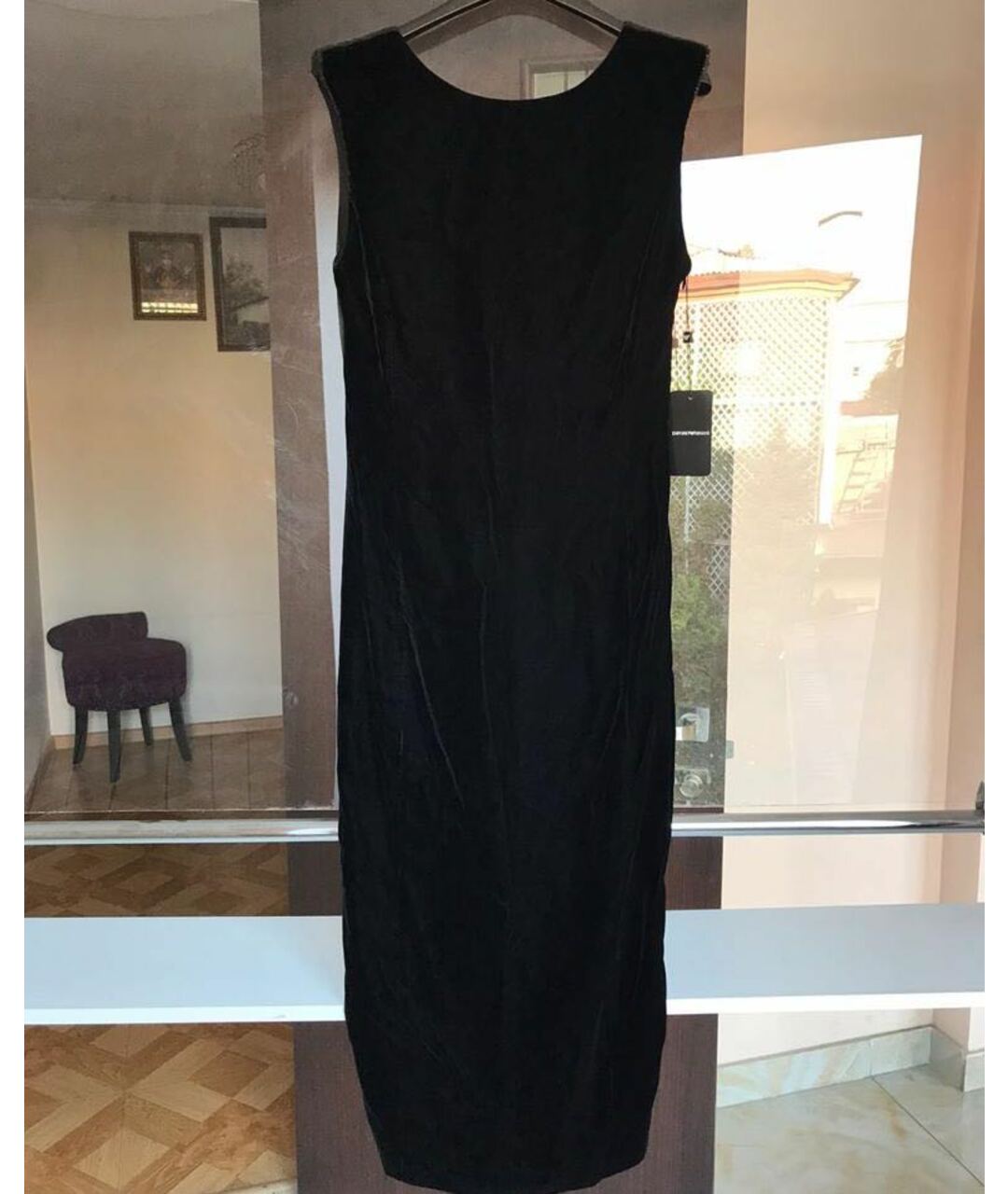 EMPORIO ARMANI Черное бархатное коктейльное платье, фото 7