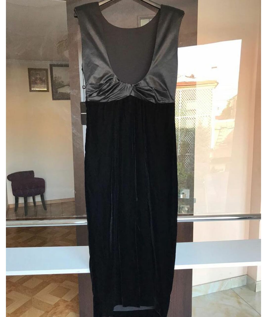 EMPORIO ARMANI Черное бархатное коктейльное платье, фото 6