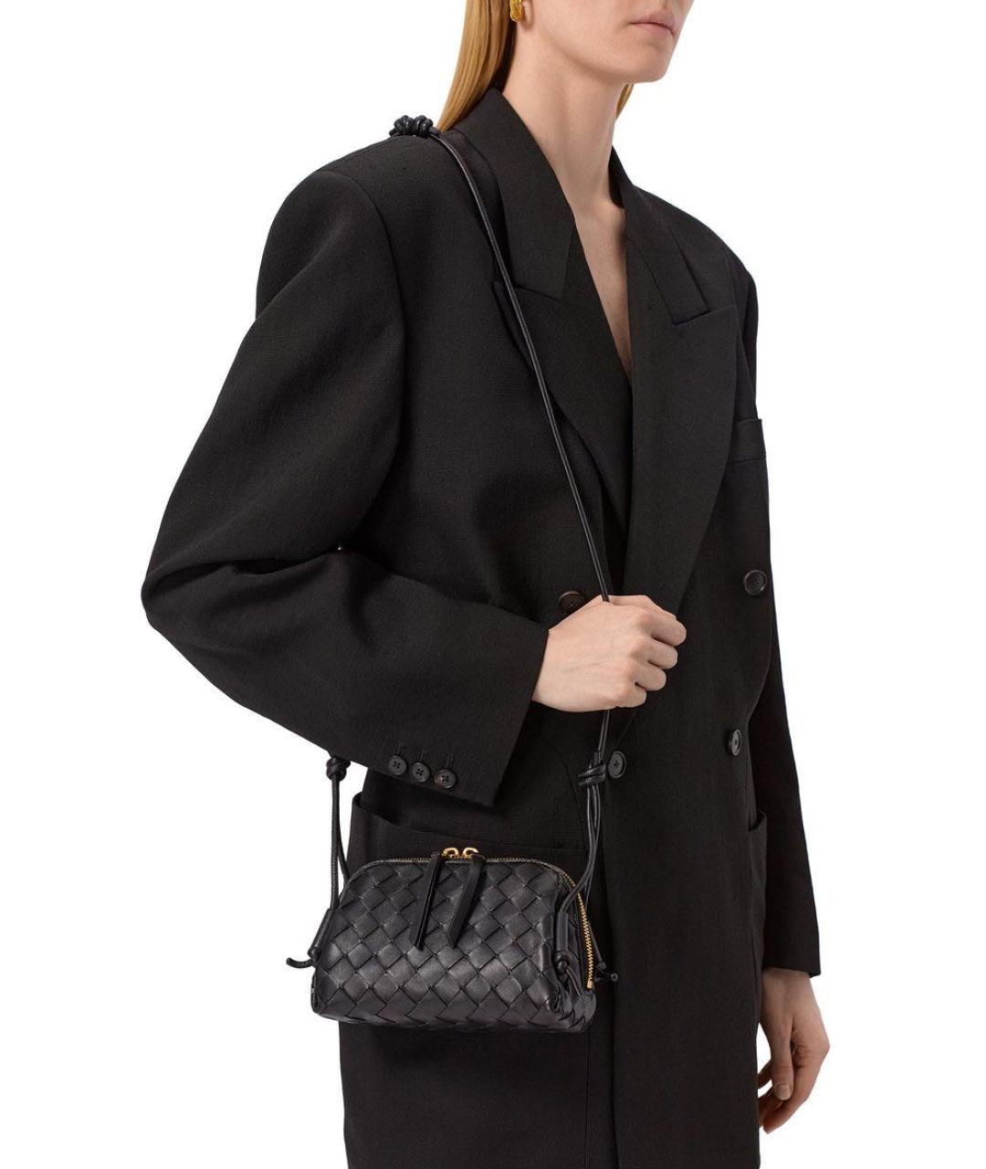 BOTTEGA VENETA Черная кожаная сумка через плечо, фото 7