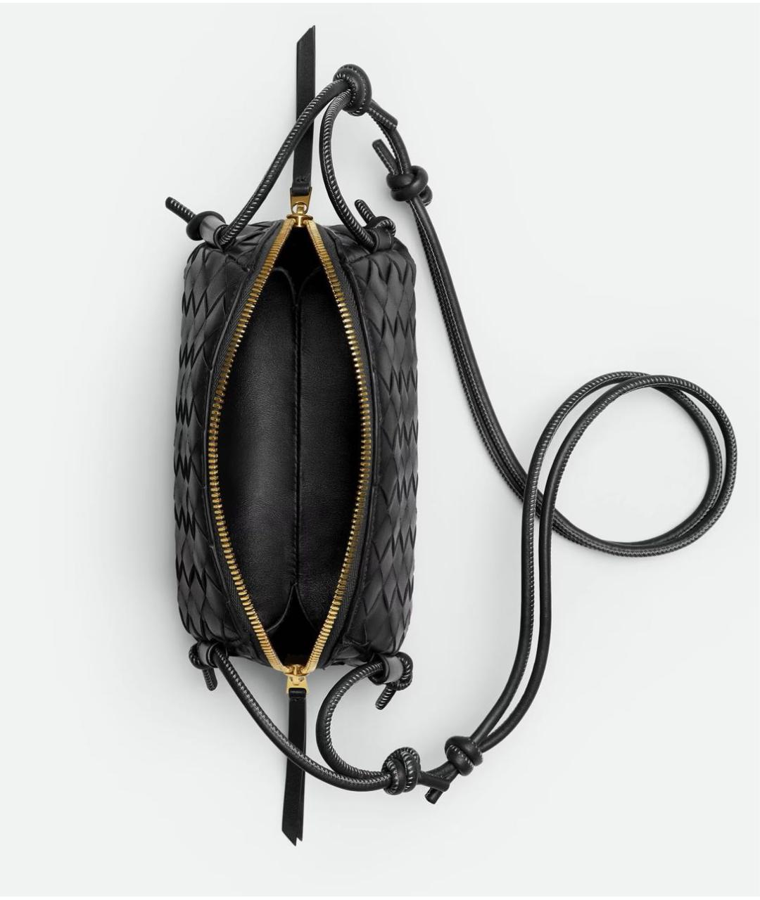 BOTTEGA VENETA Черная кожаная сумка через плечо, фото 3