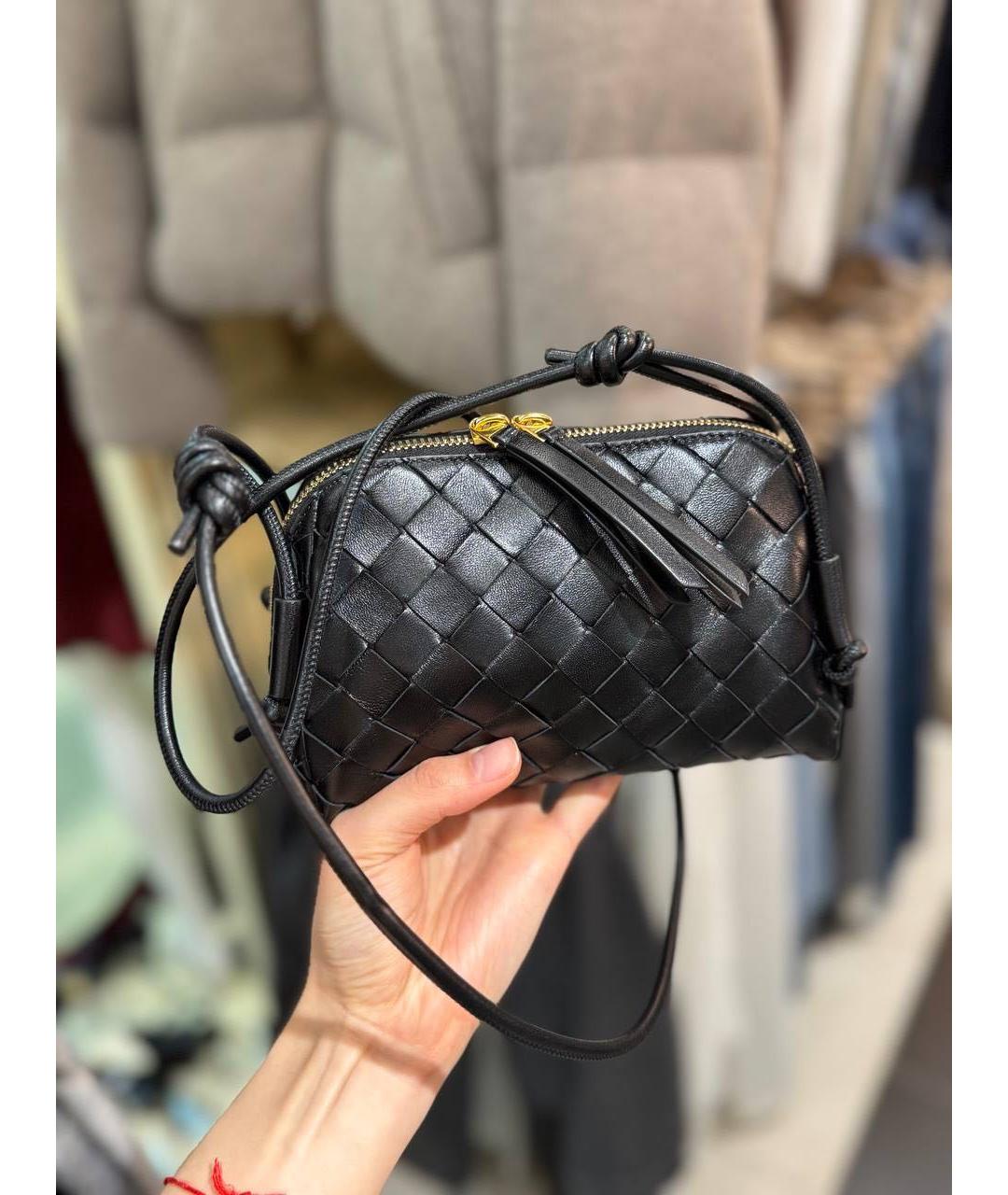 BOTTEGA VENETA Черная кожаная сумка через плечо, фото 8