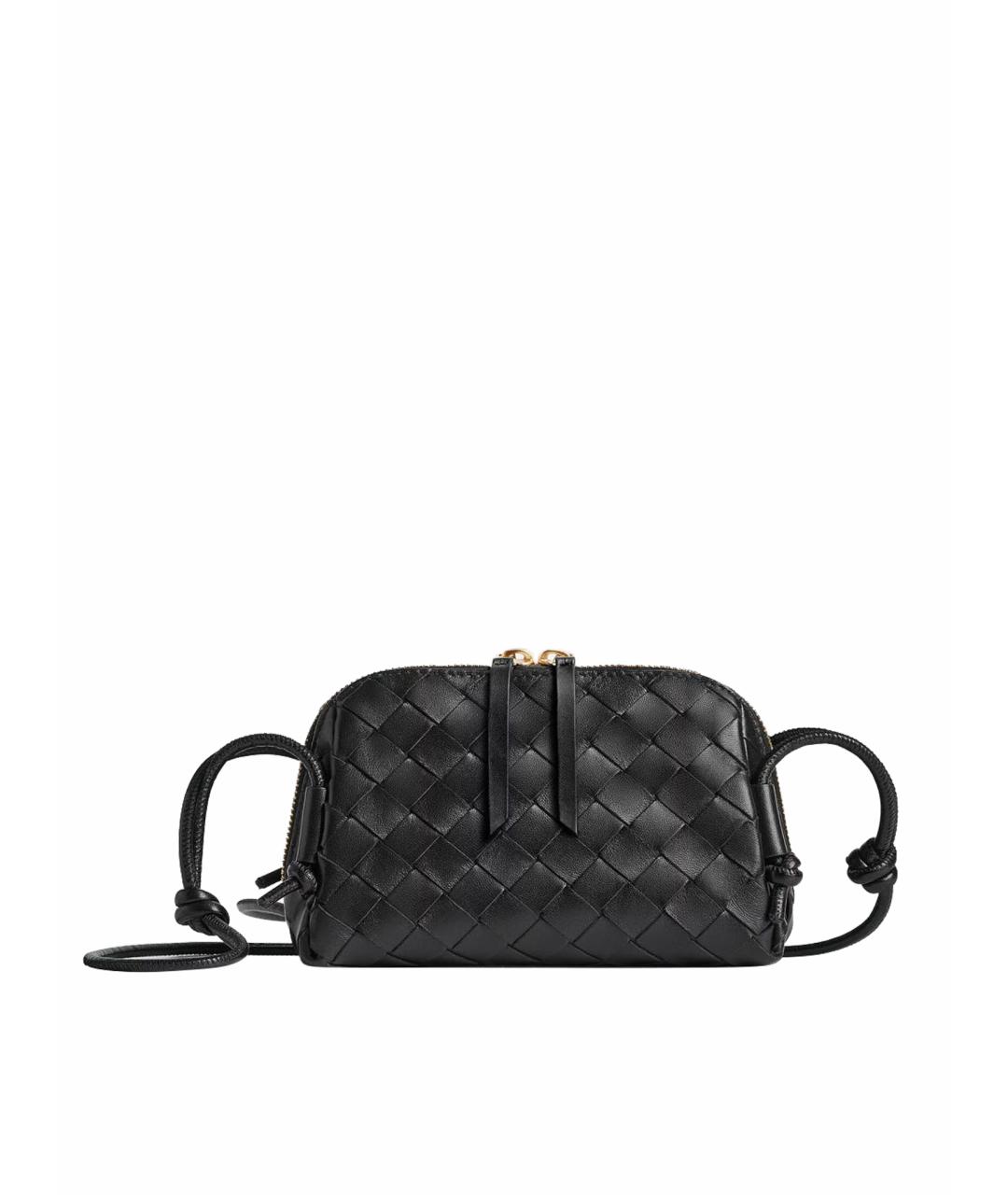 BOTTEGA VENETA Черная кожаная сумка через плечо, фото 1