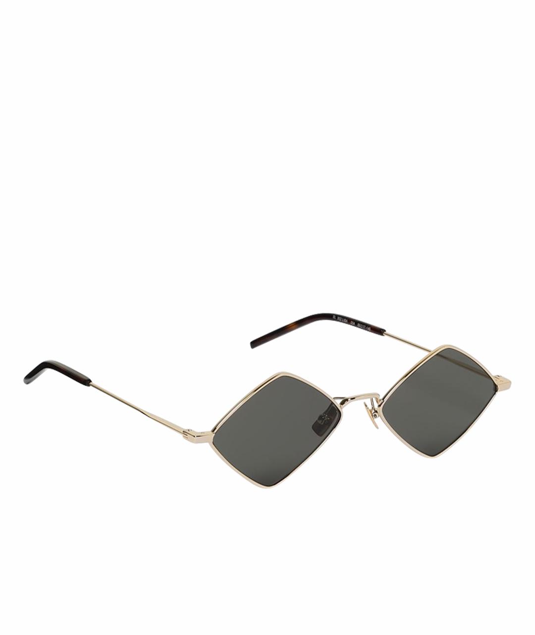 SAINT LAURENT Золотые металлические солнцезащитные очки, фото 1