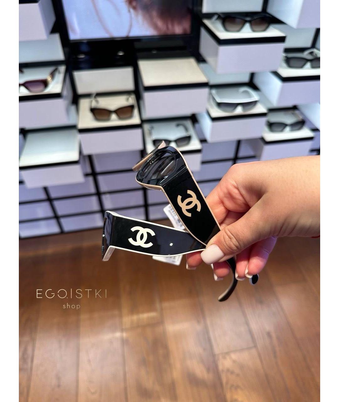 CHANEL Бежевые пластиковые солнцезащитные очки, фото 2