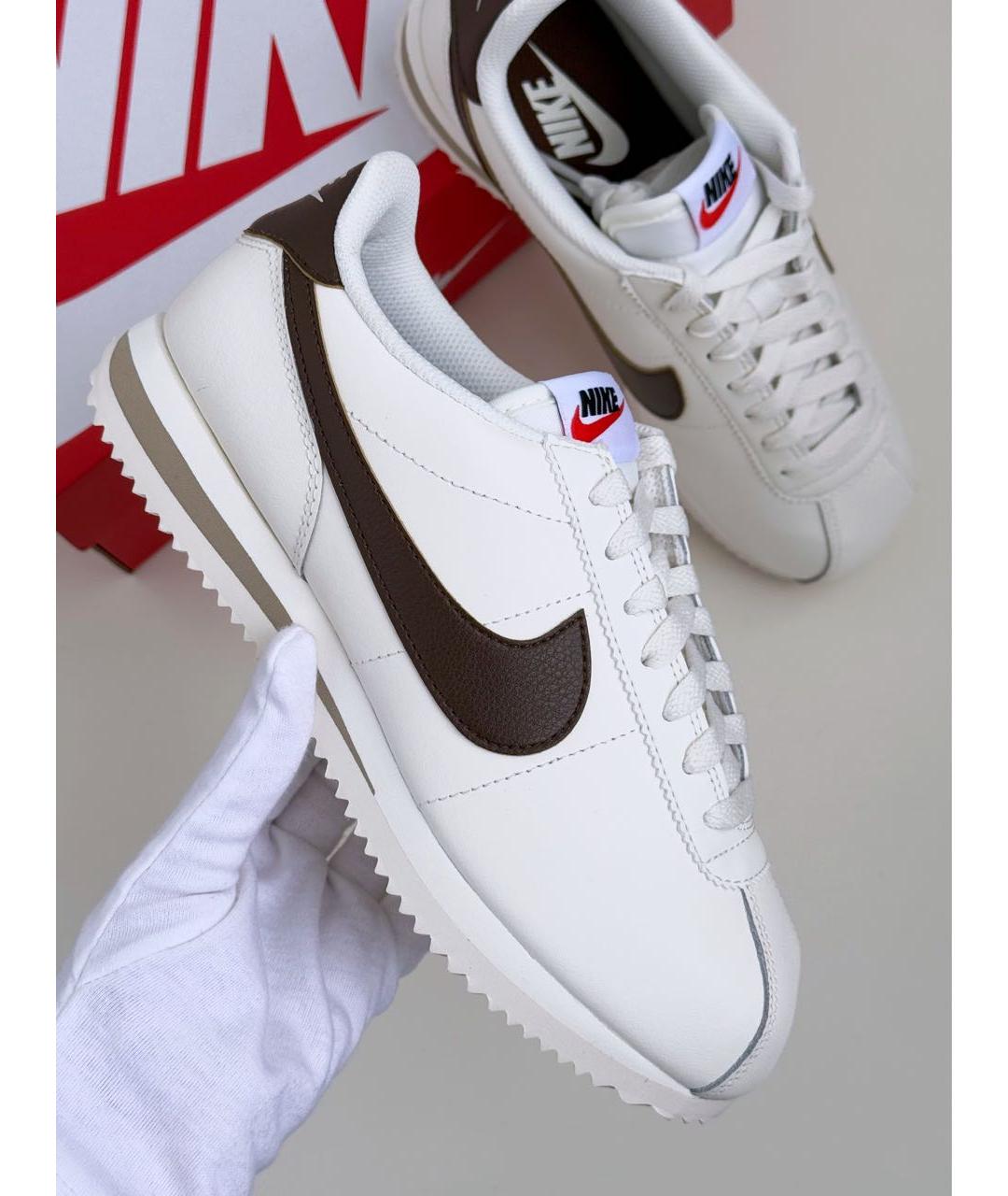 NIKE Бежевые кожаные кроссовки, фото 5