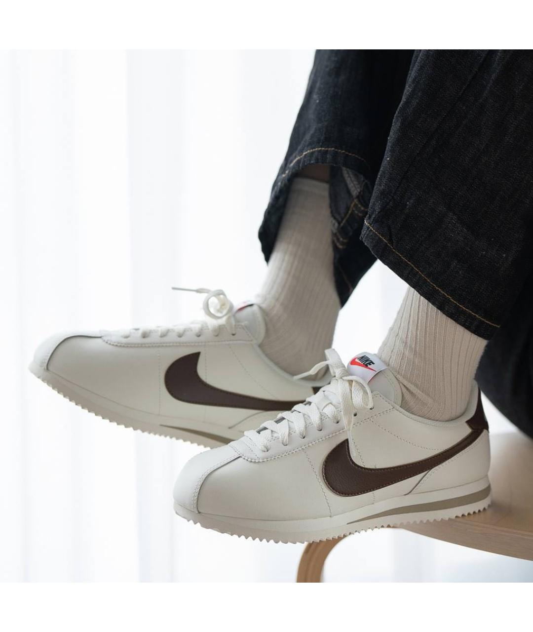 NIKE Бежевые кожаные кроссовки, фото 8