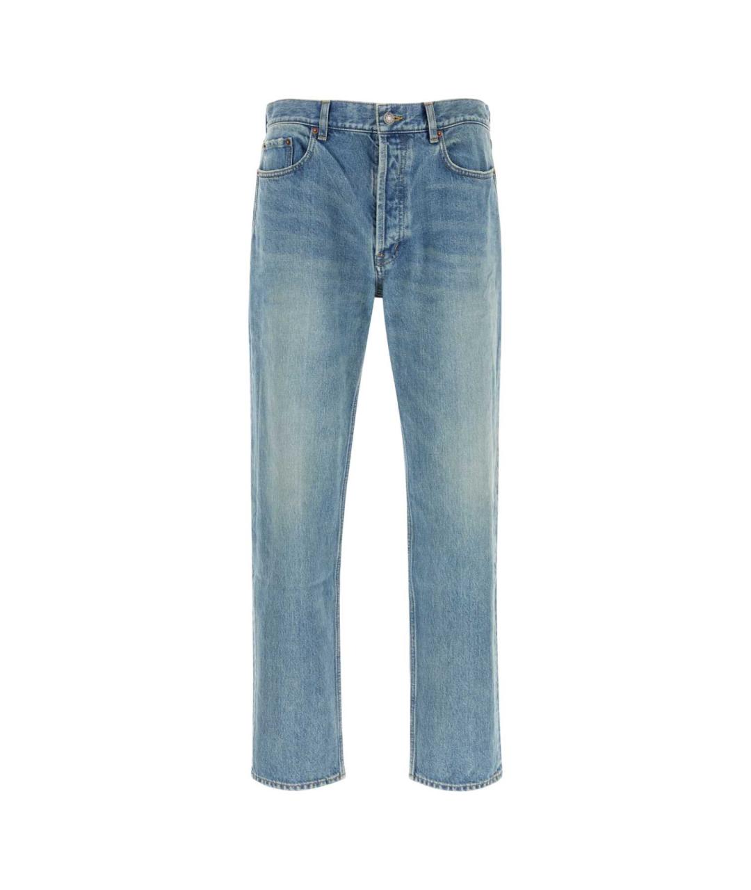 SAINT LAURENT Голубые хлопковые прямые джинсы, фото 1