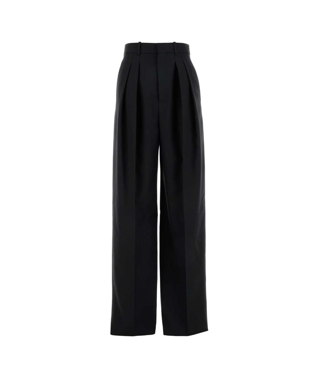SAINT LAURENT Черные шерстяные прямые брюки, фото 1