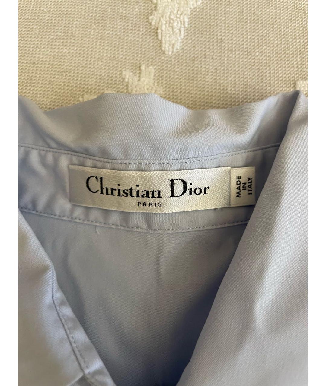 CHRISTIAN DIOR Голубая хлопко-эластановая рубашка, фото 2