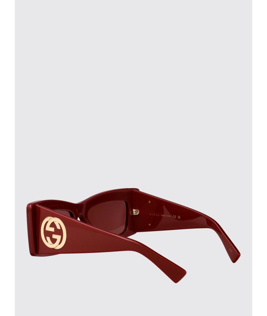 GUCCI Бордовые пластиковые солнцезащитные очки, фото 3