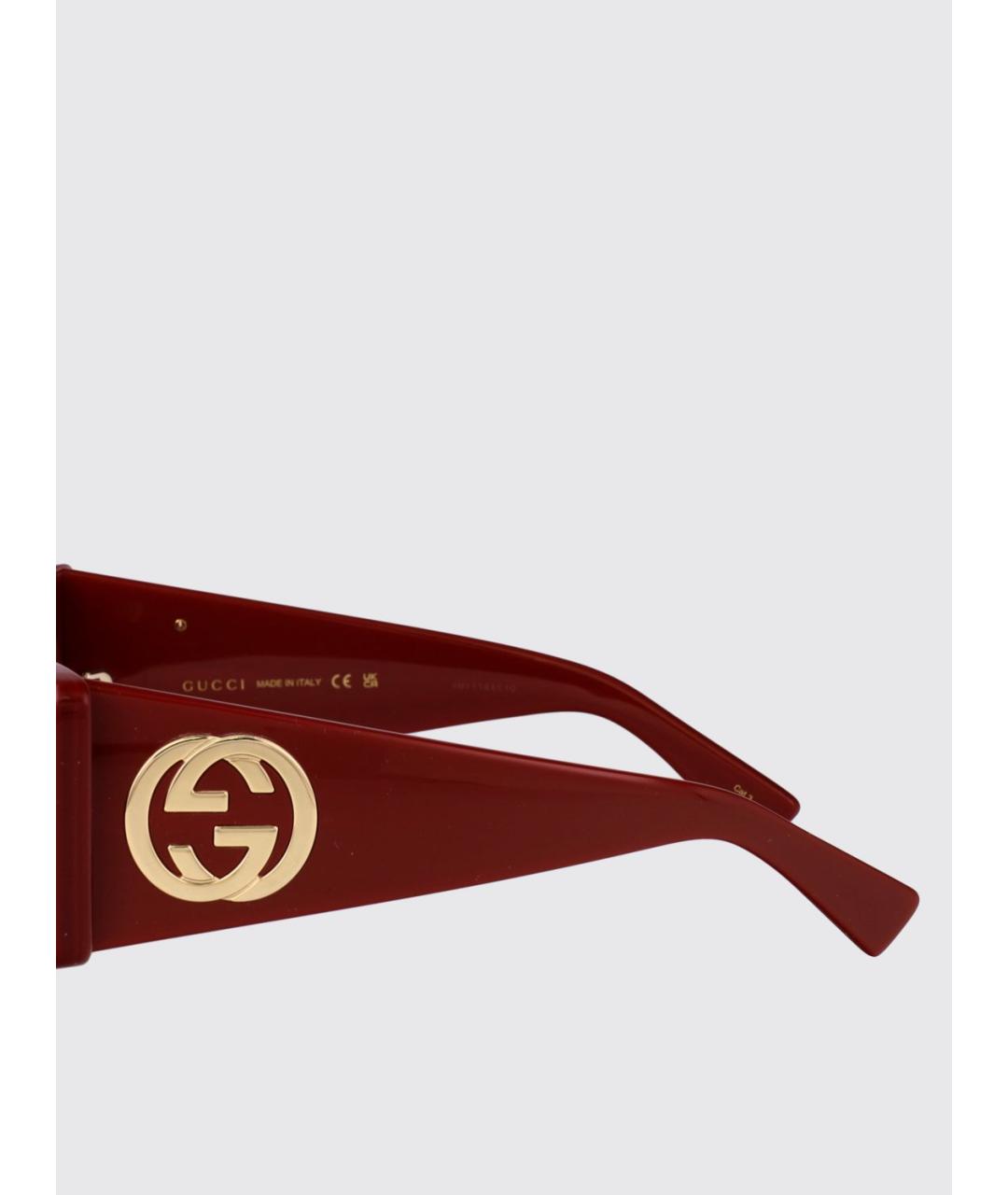 GUCCI Бордовые пластиковые солнцезащитные очки, фото 4