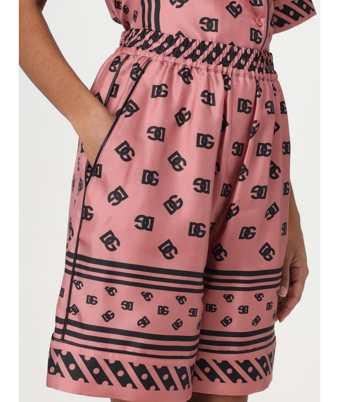 DOLCE&GABBANA Розовые шелковые шорты, фото 6