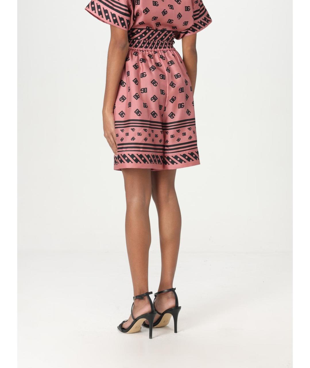 DOLCE&GABBANA Розовые шелковые шорты, фото 4