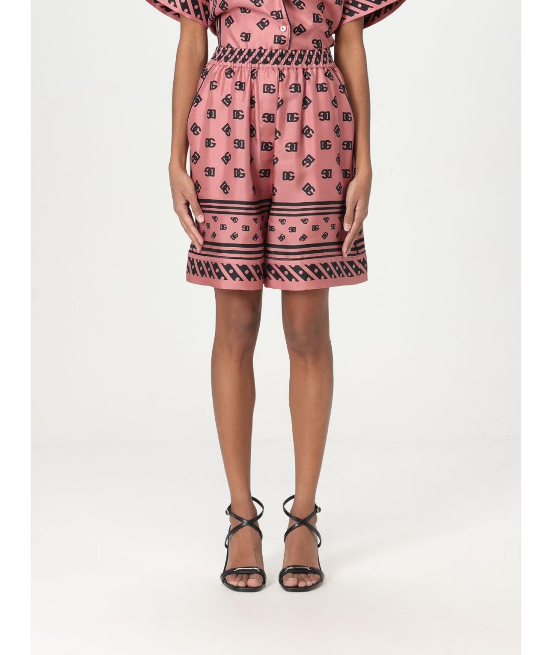 DOLCE&GABBANA Розовые шелковые шорты, фото 2